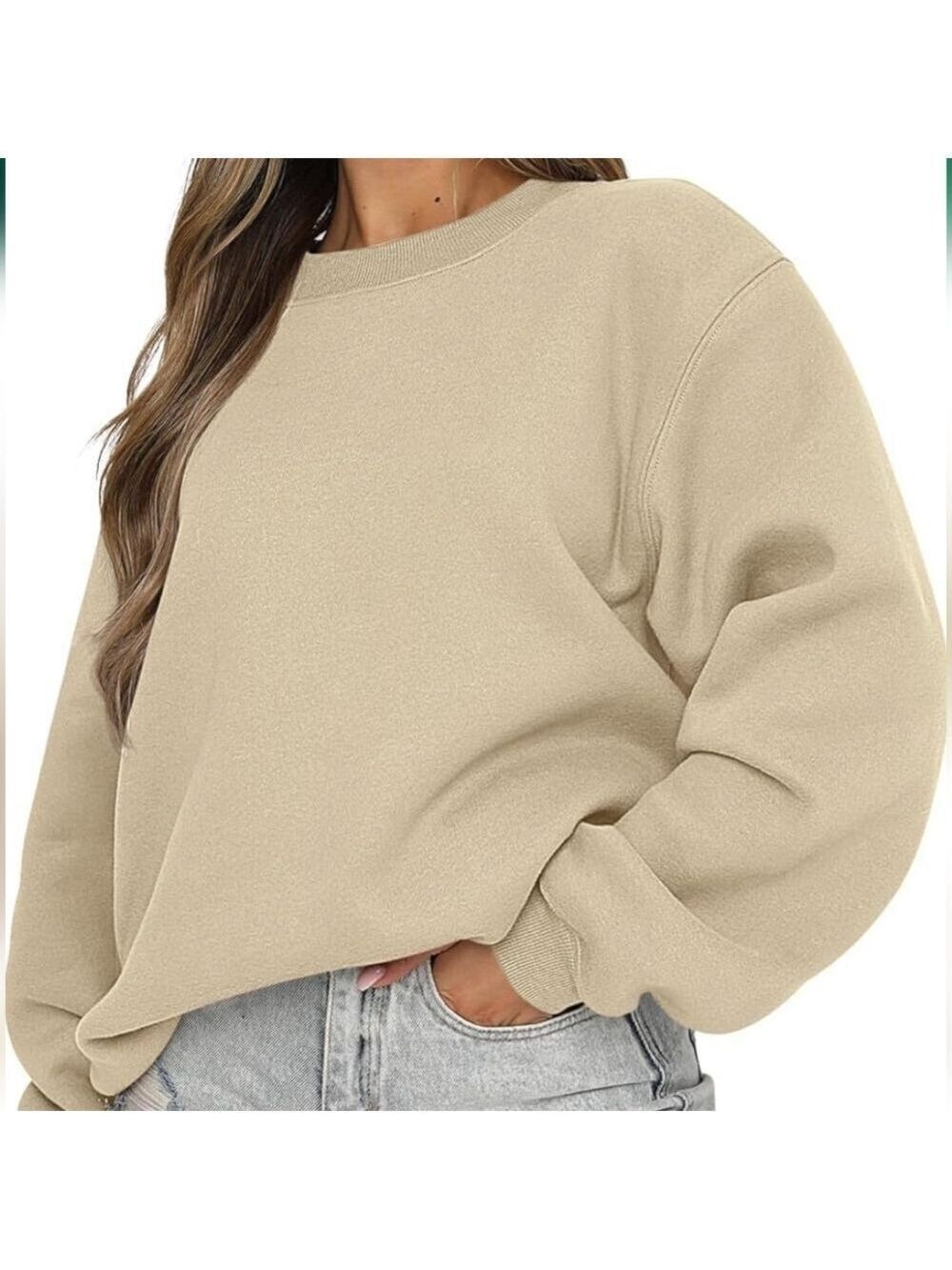 Caracilia Women's Light Brown Oversized Crewneck Sweatshirts NWT Size XS